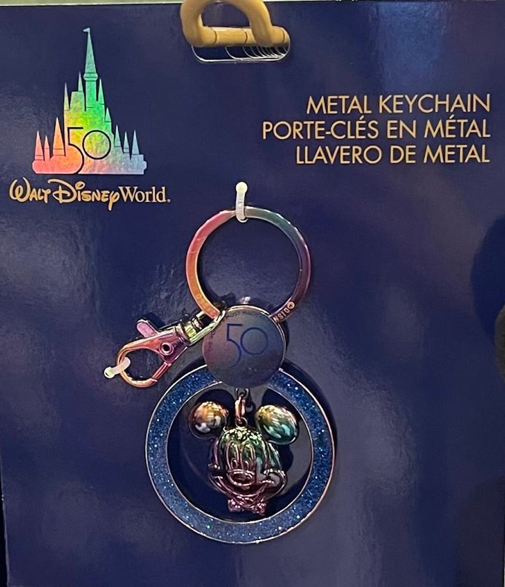 Disney WDW 50th Most Magical Celebration Mickey Spinner Metal Keychain New