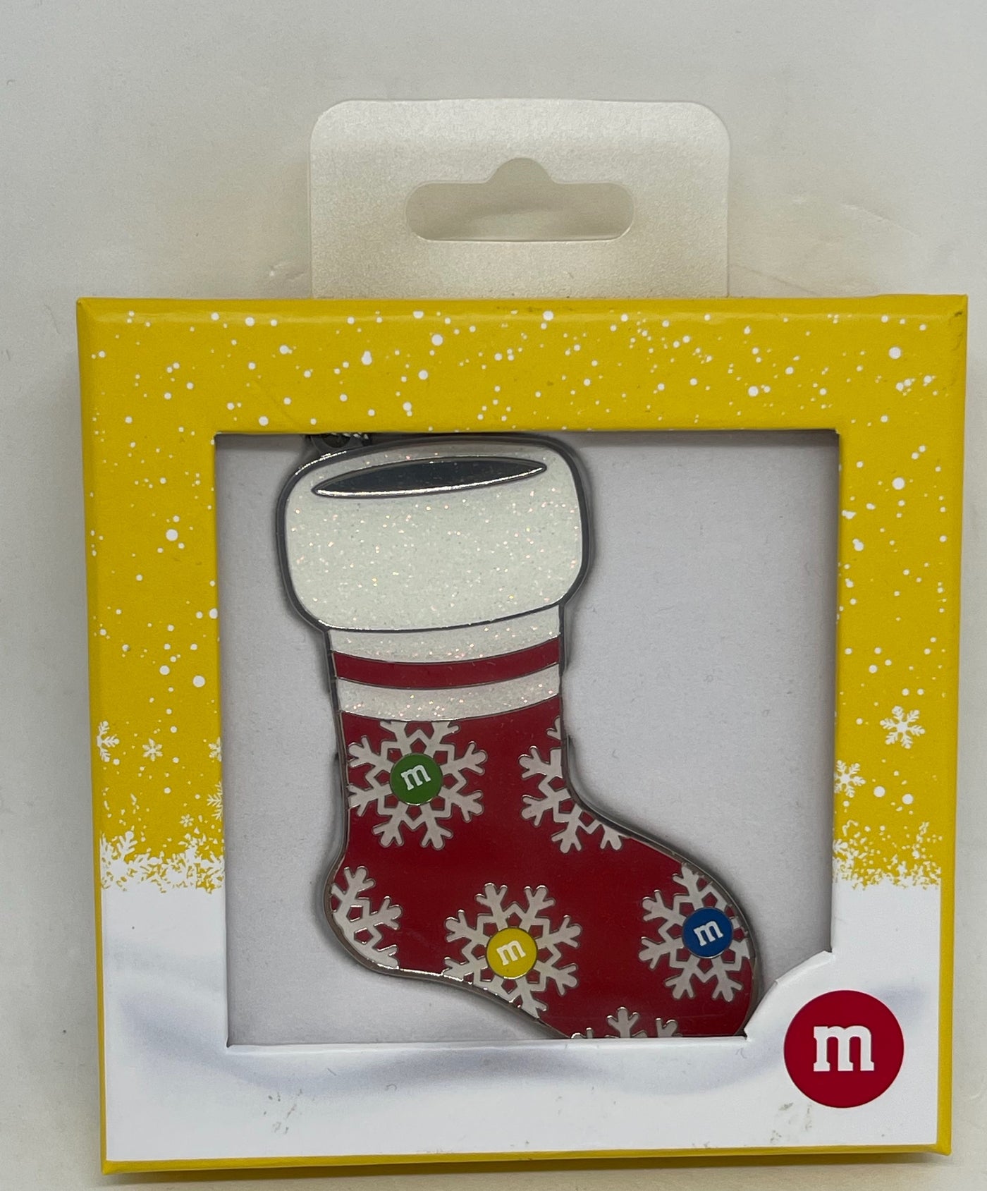 M&M's World Christmas Stocking Snowflake Metal Christmas Ornament New with Tag