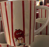 M&M's World Red Vertical Stripes Ceramic Coffee Mug New