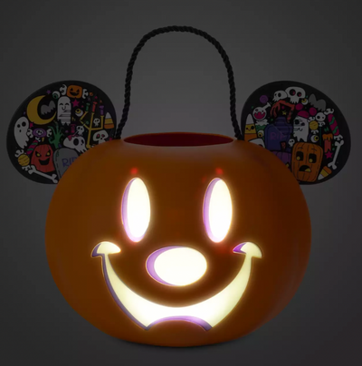 Disney Halloween Mickey Jack-o'-Lantern Light-Up Trick or Treat Candy Bucket New