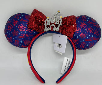 Disney Parks Run 2021 Minnie Mouse Icon Ear Sequined Bow Headband One Size New