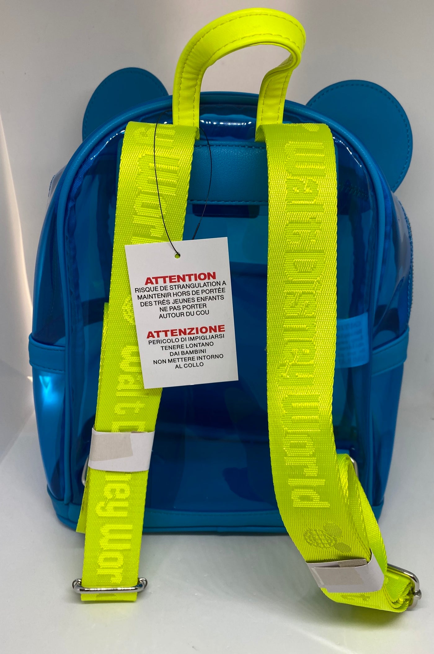 Disney Parks Mickey Mouse Clear Blue Spell Out Backpack New with Tags