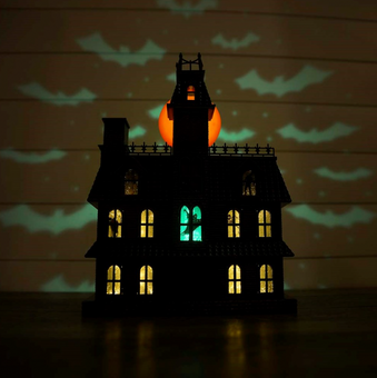 Cracker Barrel Haunted House Mantel Decor with Projection New With Box