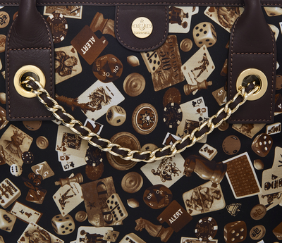 Macao Life is a Game All Dark Brown Tote Bag Made in Italy by Divo Diva New