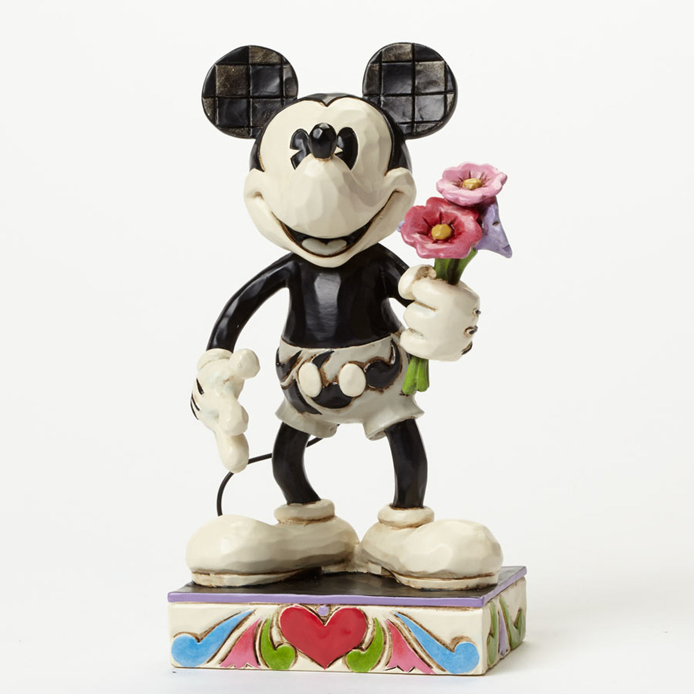 Disney Jim Shore Traditions mickey black and white with flowers new with box