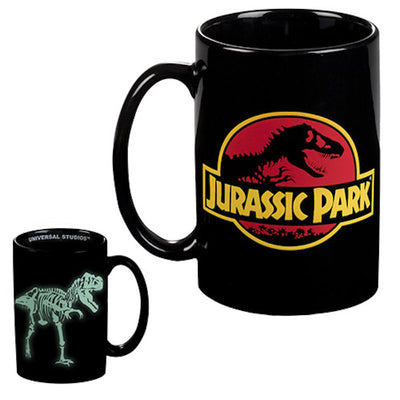 universal studios jurassic park glow in the dark ceramic coffee mug new