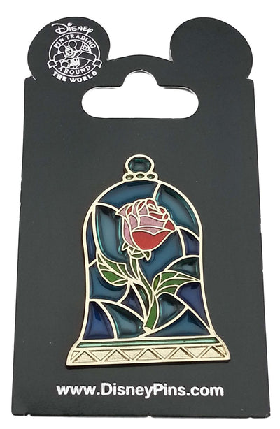 disney parks beauty and the beast rose under the glass pin new with card