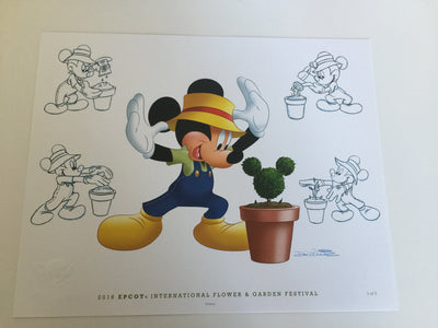 Disney Flower & Garden 2016 Don Ducky Williams Mickey Gardener Art Print New
