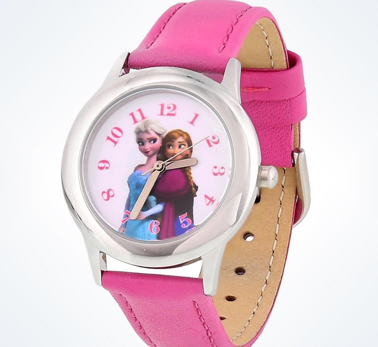 Disney Parks Anna and Elsa Leather Strap Watch New
