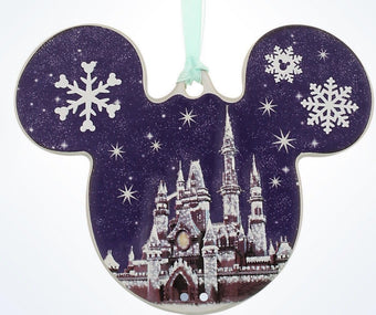 Disney Parks Mickey Castle Snowflakes Disc Christmas Ornament New With Tags