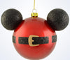 Disney Parks Mickey Icon Santa Belt Christmas Glass Ball Ornament New With Tags