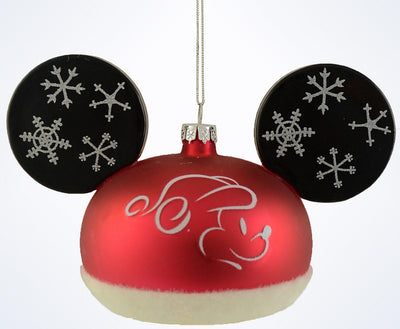 Disney Parks Mickey Santa Ear Hat Christmas Glass Ball Ornament New With Tags