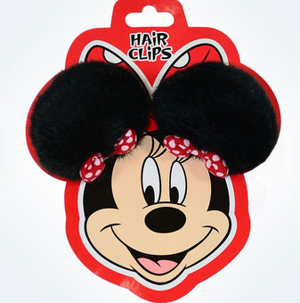 Disney Parks Minnie Mouse Plush Ears Hair Clips New With Card