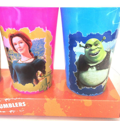 Universal Studios Shrek Fiona Donkey 4-D Set of 4 Tumblers Cups New with Box