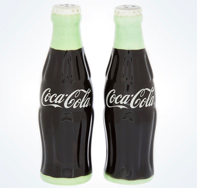 Disney Parks Coca Cola Coke Bottle Ceramic Salt & Pepper Shakers New