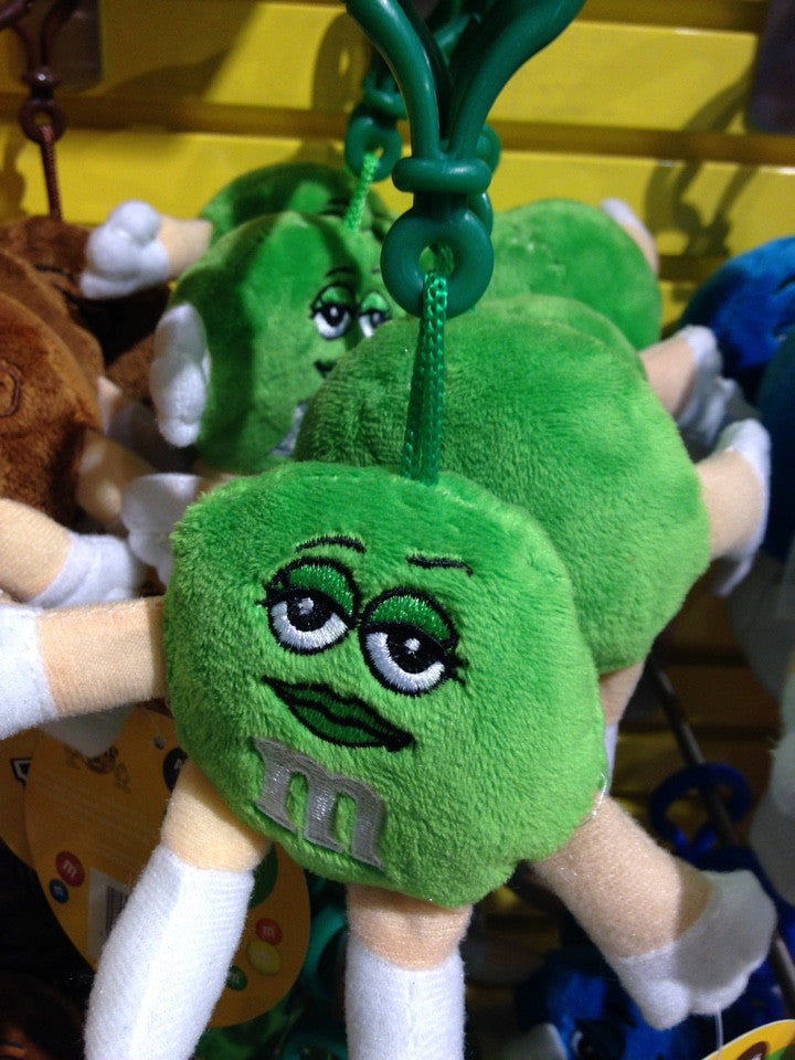M&M's World Green Character Keychain Plush New with Tags