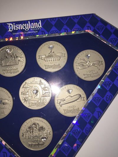 Disney Disneyland 60th Diamond Pin Set of 8 Boxed Limited Edition of 1000 New - I Love Characters