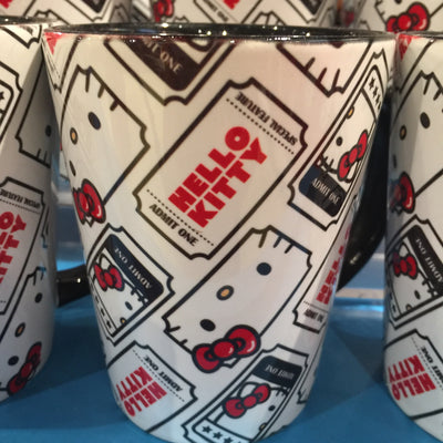 Universal Studios Hello Kitty Movie Ticket Admit One Ceramic Coffee Mug New