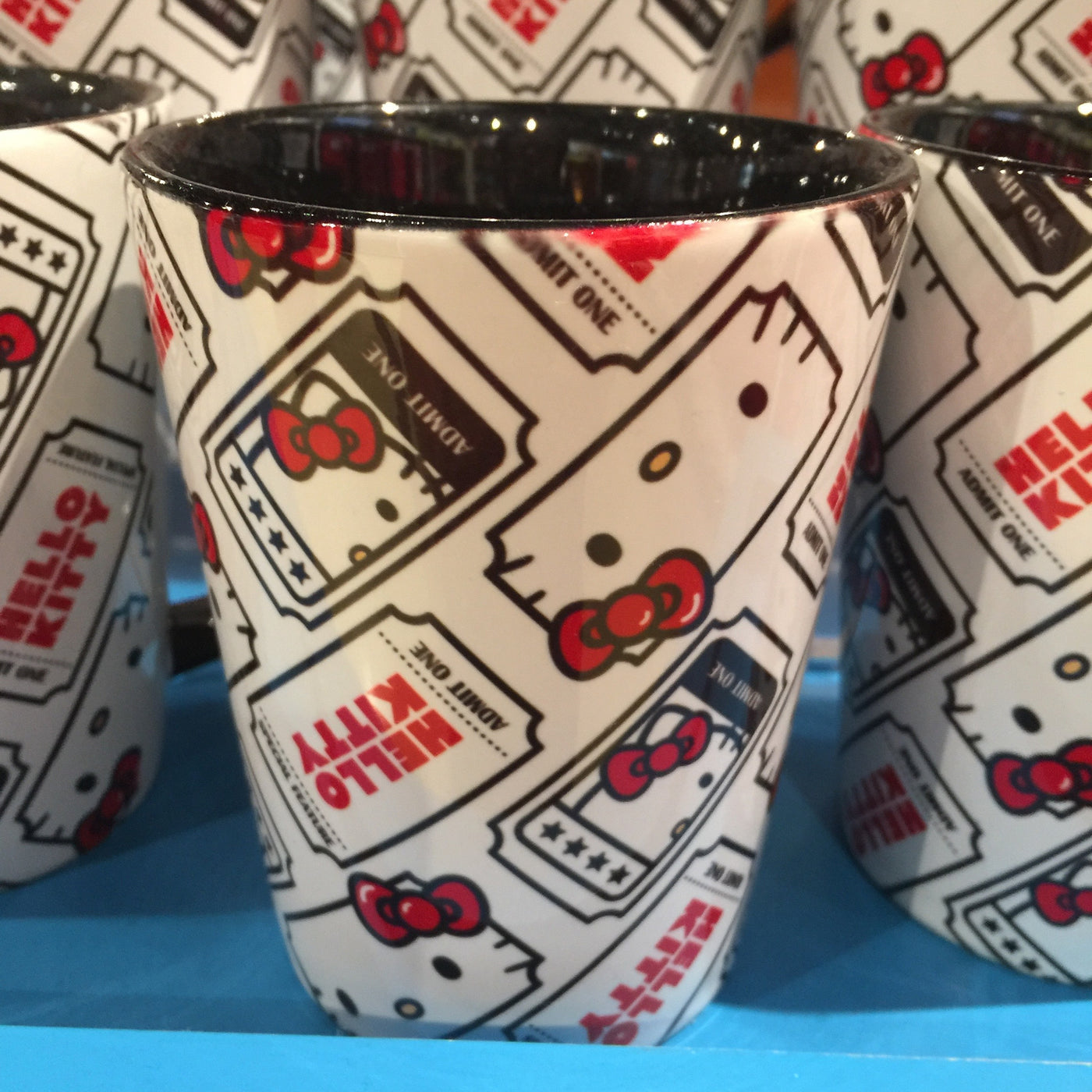 Universal Studios Hello Kitty Movie Ticket Admit One Ceramic Coffee Mug New
