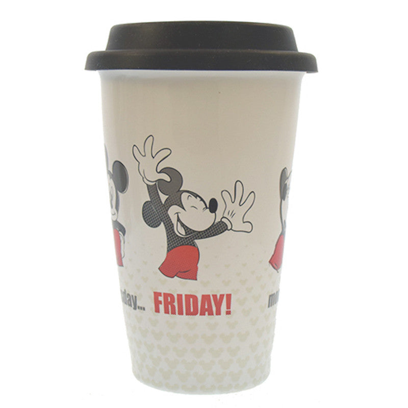 Disney Parks Mickey Throught Friday Ceramic Coffee Travel Mug New