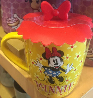 Disney Parks Minnie Mouse Bow Ceramic Coffee Mug with Silicon Lid New
