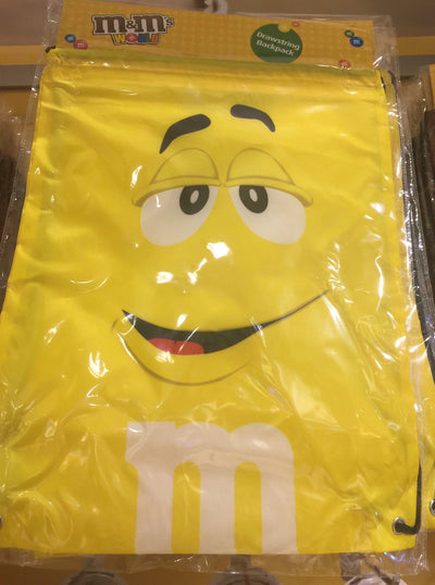 M&M's World Yellow Nylon Drawstring Backpack New Sealed