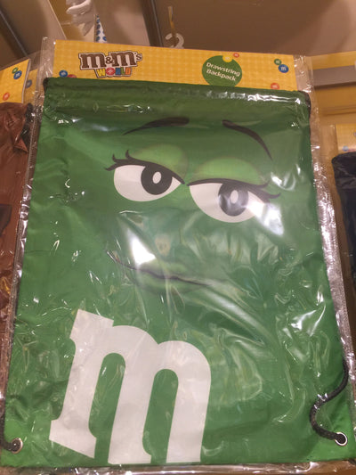 M&M's World Green Nylon Drawstring Backpack New Sealed