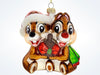 Disney Parks Glitter Glass Chip & Dale Christmas Ornament New with Tags