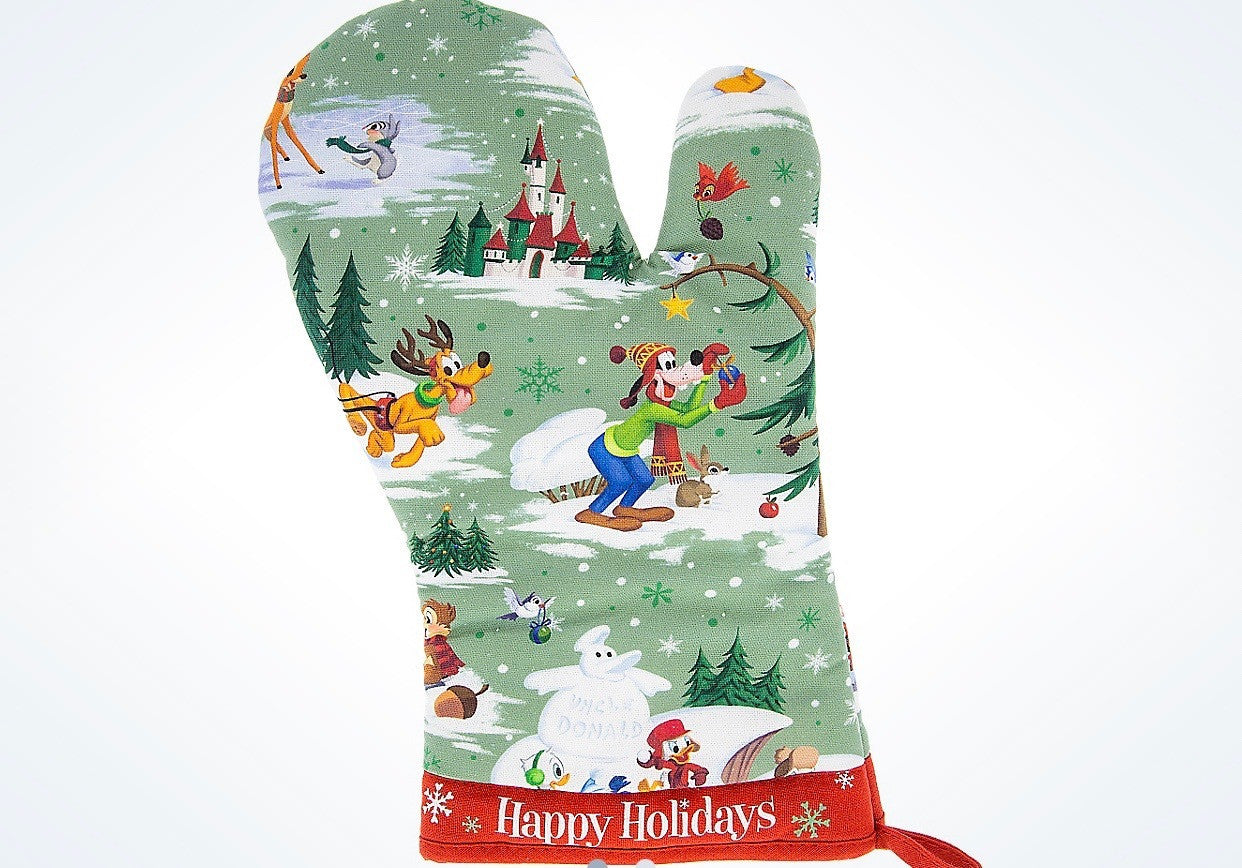 Disney Parks Storybook Mickey & Friends Holiday Oven Mitt New with Tags