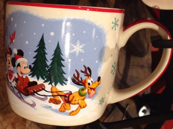 Disney Parks Mickey Minnie Pluto Warm Winter Wishes Happy Holiday Coffee Mug New