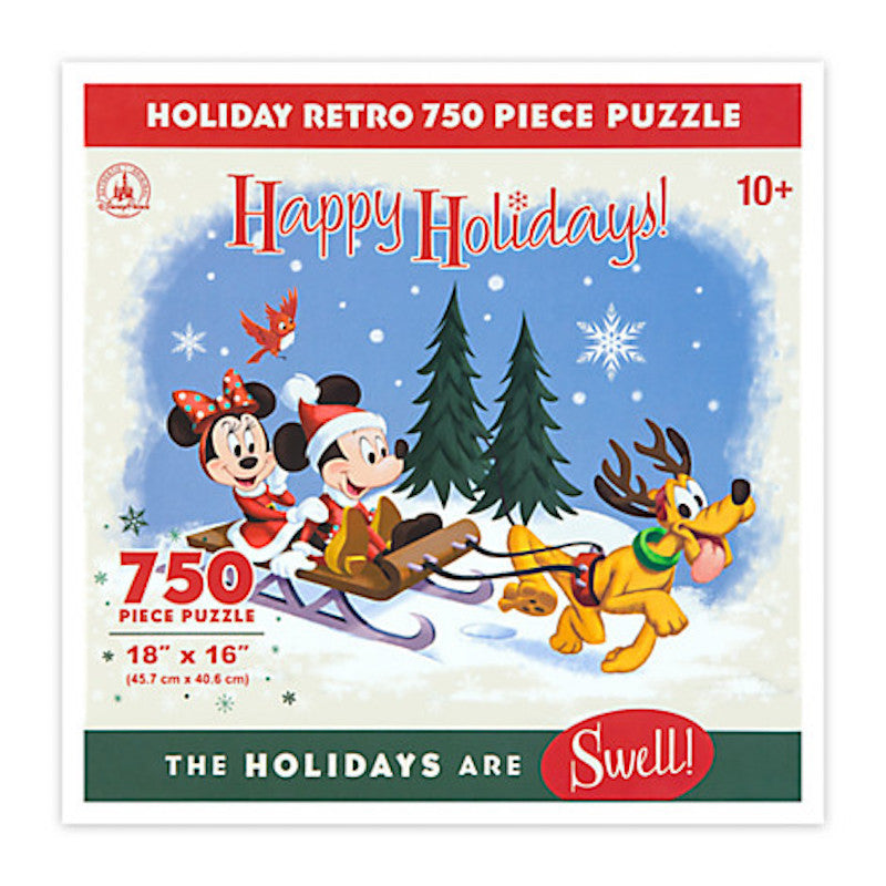 Disney PArks Santa Mickey & Friends Happy Holidays Retro Jigsaw Puzzle New Box