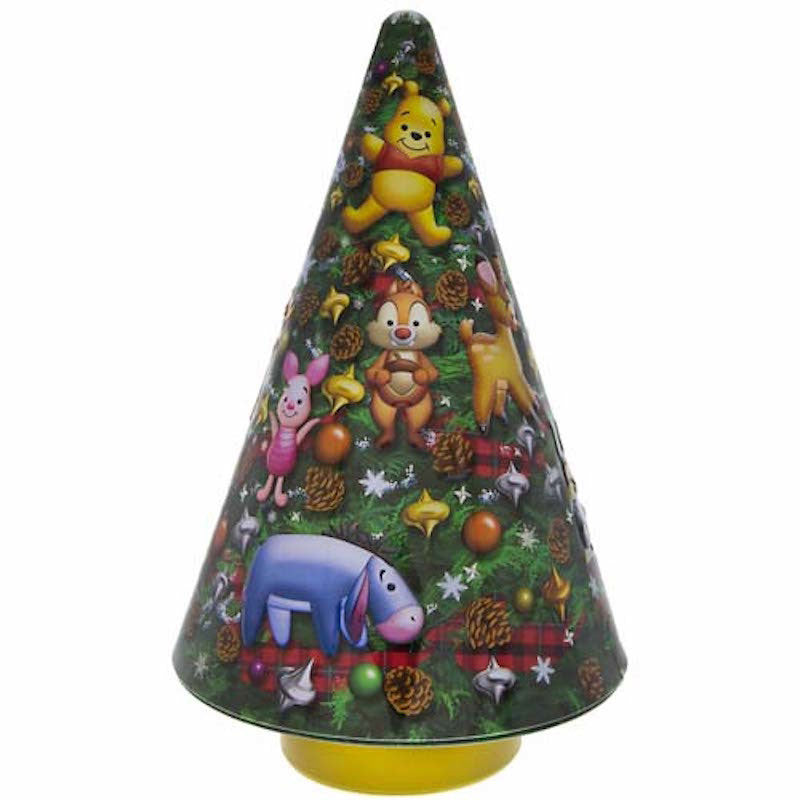 Disney Parks Holiday Cookie Tin Santa Mickey and Friends Musical Tree New