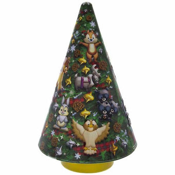 Disney Parks Holiday Cookie Tin Santa Mickey and Friends Musical Tree New