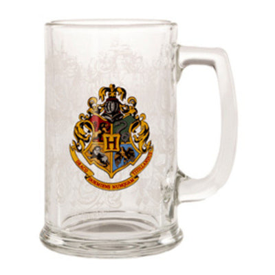 Universal Studios Wizarding World of Harry Potter Hogwarts Crest Glass Stein New