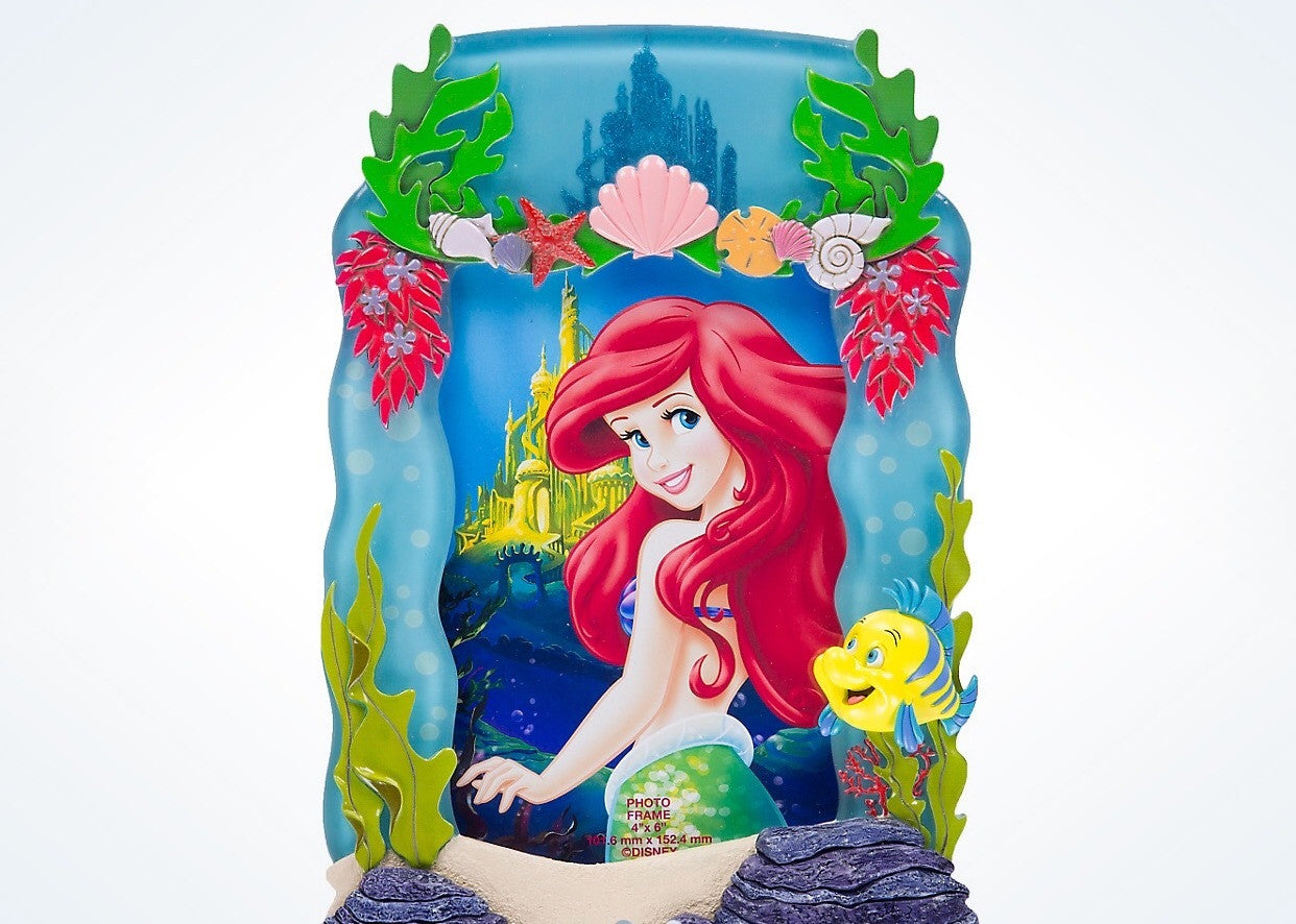 Disney Parks Ariel and Flounder Theme Resin Picture Photo Frame 4x6 New