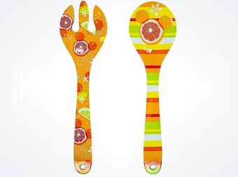 Disney Parks Mickey Mouse Icon Citrus Serving Fork & Spoon New with Tags