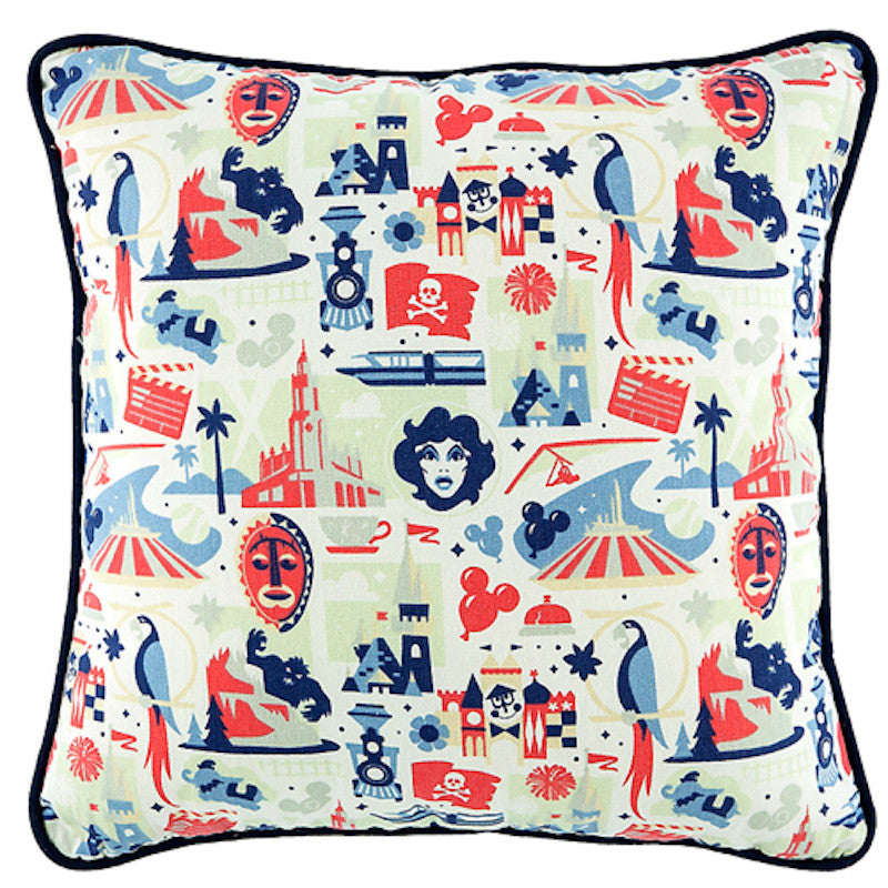 Disney Parks Icons Cotton Pillow New with Tags
