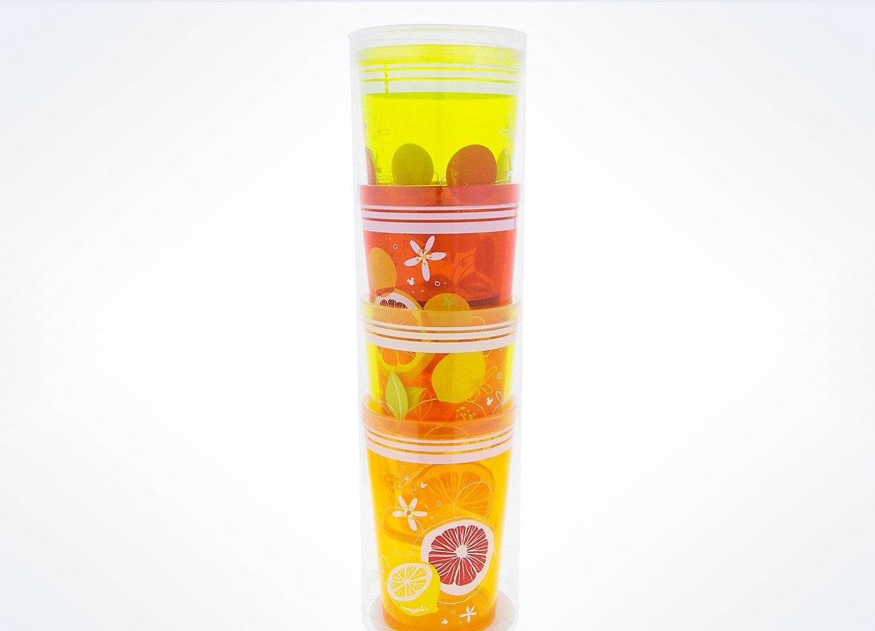 Disney Parks Mickey Icon Citrus Tumblers Set of 4 New with Box