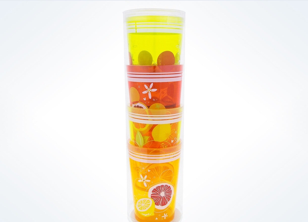 Disney Parks Mickey Icon Citrus Tumblers Set of 4 New with Box