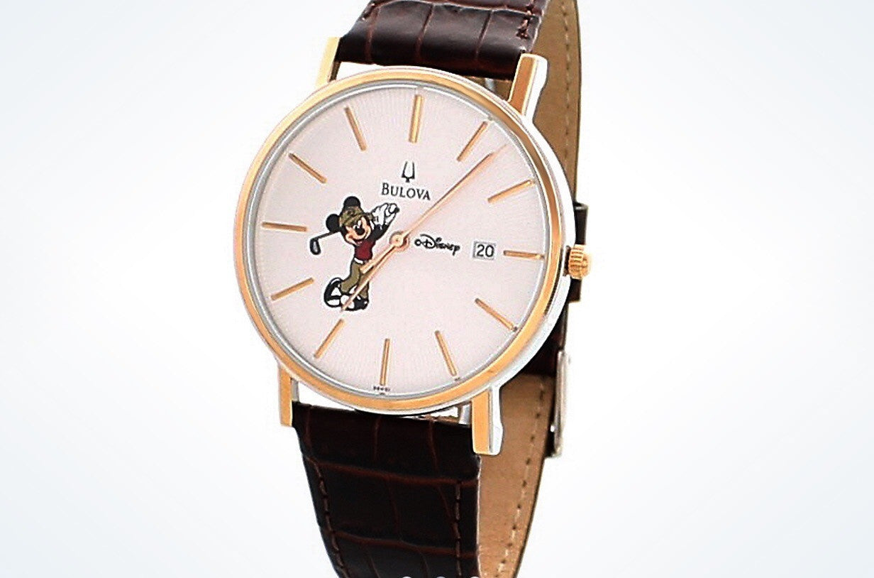 Disney Parks Mickey Golf Leather Watch by Bulova New with Box