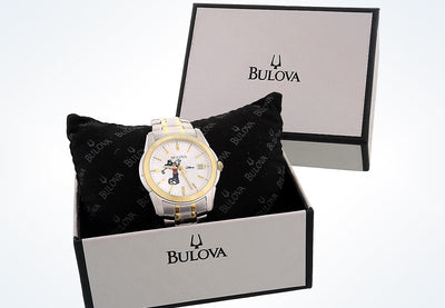 Disney Parks Mickey Golf Link Stainless Steel Watch by Bulova New with Box