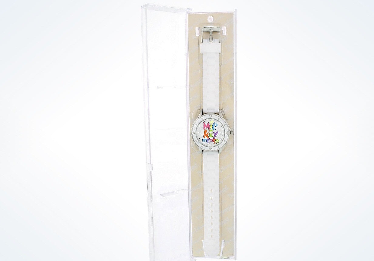 Disney Parks Mickey Letter Art White Watch New with Case