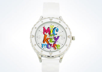 Disney Parks Mickey Letter Art White Watch New with Case