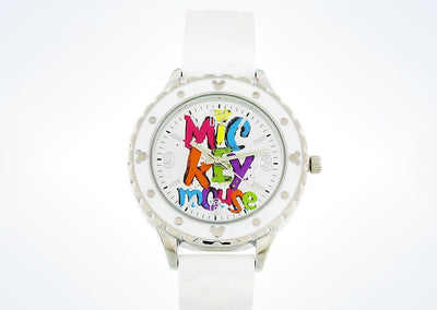 Disney Parks Mickey Letter Art White Watch New with Case