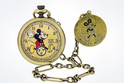 Disney Parks Mickey 30's Collection Stainless Steel Ingersoll Pocket Watch New