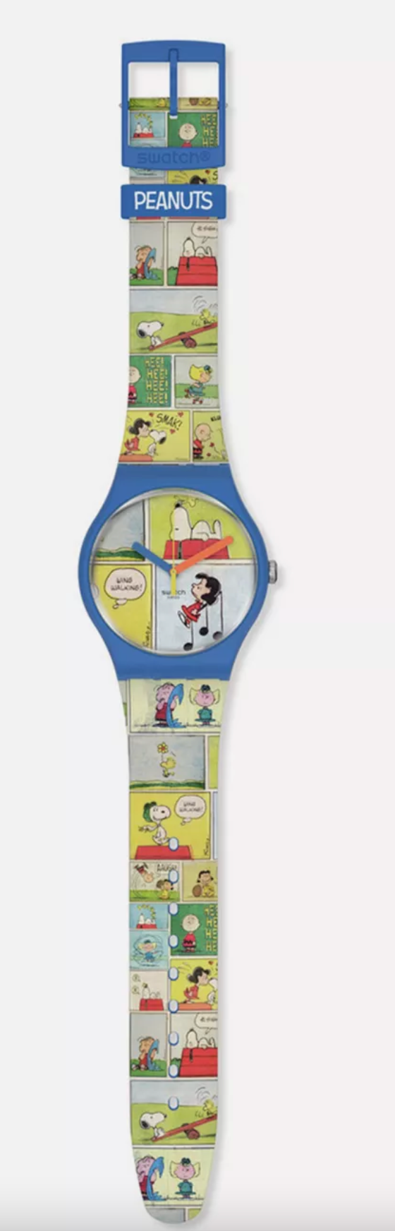 Swatch X Peanuts Smak Watch Snoopy Linus Lucy Comic Strip New with Box