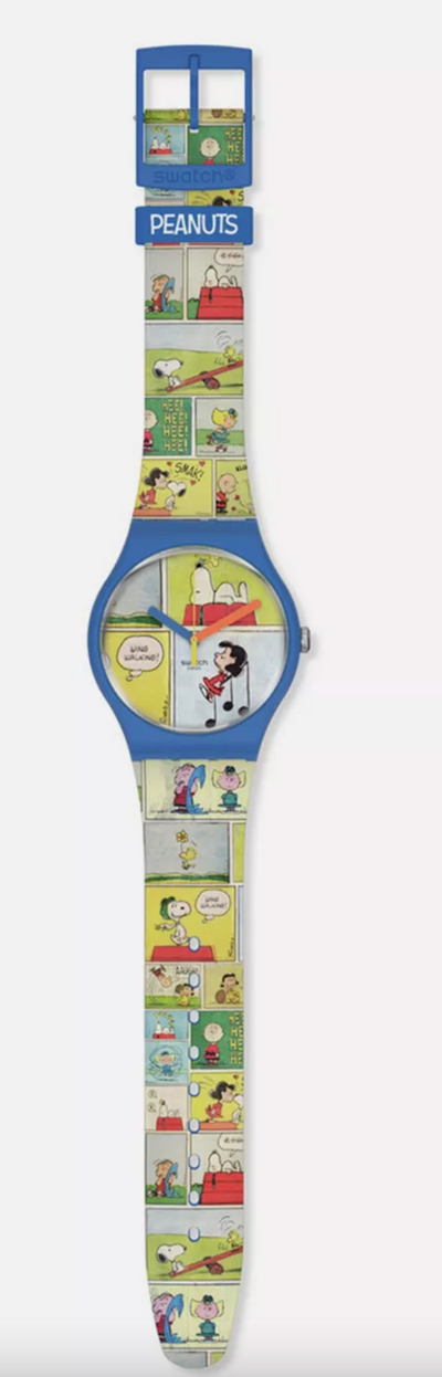 Swatch X Peanuts Smak Watch Snoopy Linus Lucy Comic Strip New with Box