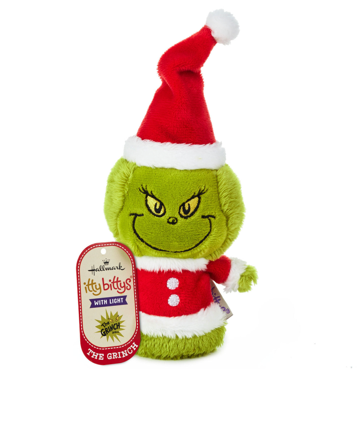 Hallmark Christmas Itty Bittys Dr. Seuss The Grinch Plush with Light New w Tag