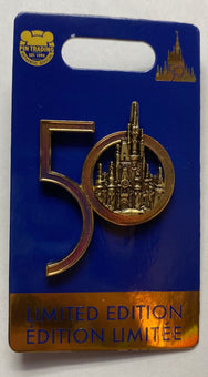 Disney Parks WDW 50th Celebration Cinderella Castle Limited Pin New with Card