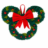 Disney Mickey Icon Holiday Felt Holly Leaf Holiday Christmas Wreath New With Tag